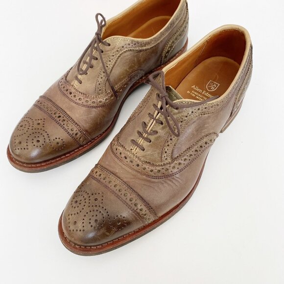 Allen Edmonds Rush Street Cap Toe Perforated 9 Brown Tan